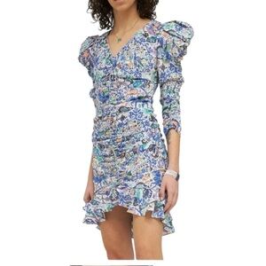 Isabel Marant Bireya Ruched Silk Mini Dress